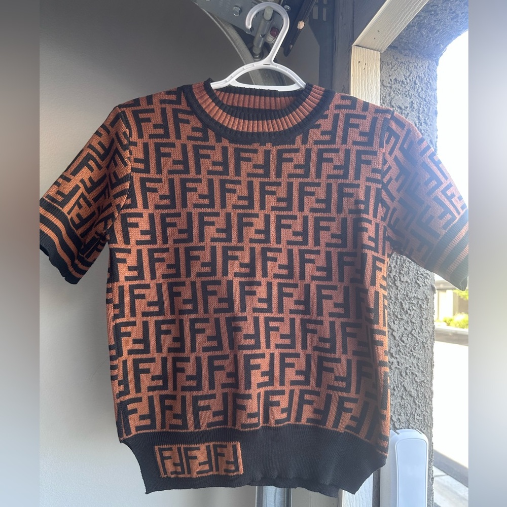 Black and Brown Crewneck with Bold Monogram